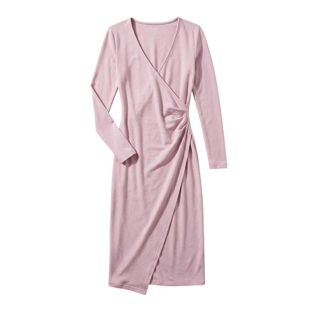 NWT OGL Womens S Feminine Minimalist Modest Staple‎ MaxWarm Surplice Wrap Dress